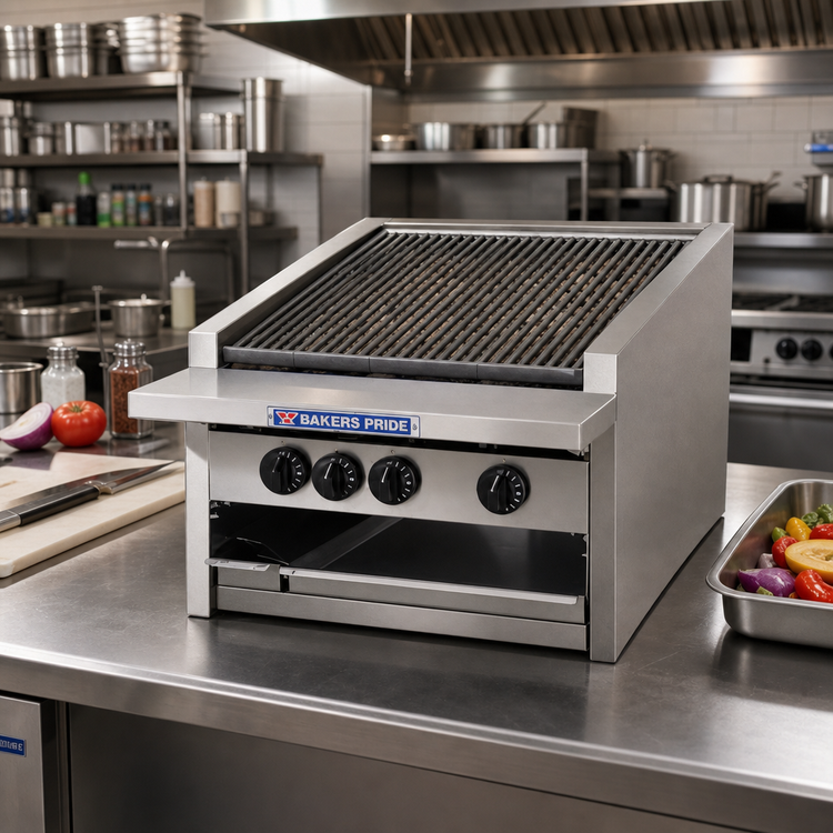 Product image #2 for Bakers Pride Dante Series L-24RS-C 24-Inch Low-Profile Countertop Gas Radiant Charbroiler with Glo-Stones