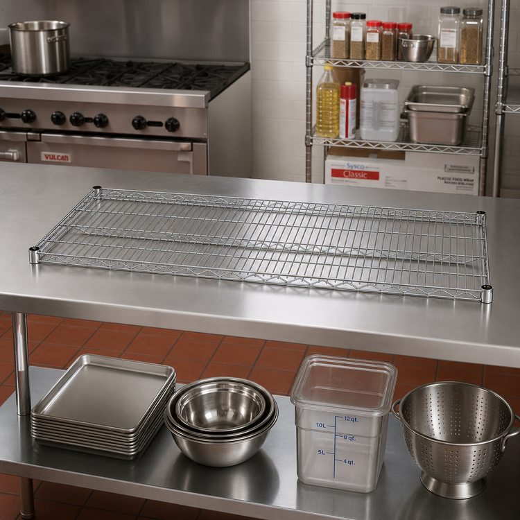 Product image #2 for Metro Super Erecta 72 Inch x 18 Inch Open Wire Shelf, Type 304 Stainless Steel