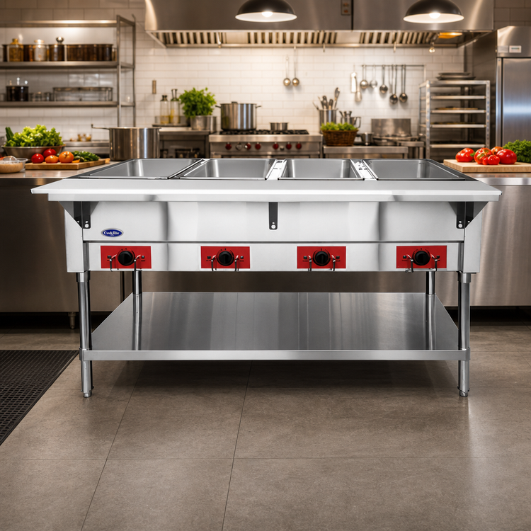 Product image #2 for CookRite 58-Inch Wide 4-Well Electric Steam Table with Dry or Wet Heat