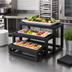 Thumbnail image #2 for American Metalcraft 3-Piece Rectangular Black Lacquered Wood Buffet Riser Set