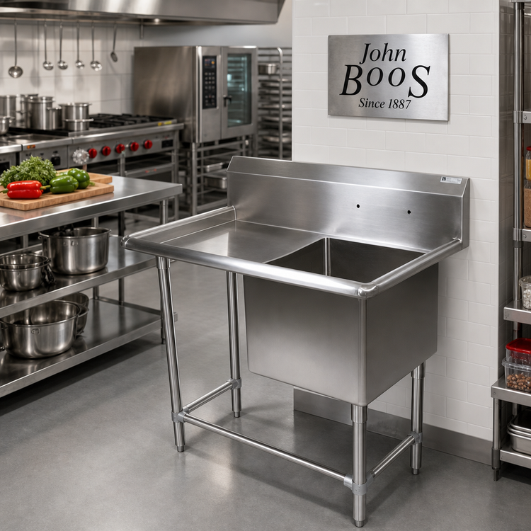 Product image #2 for John Boos Pro-Bowl Freestanding 1-Compartment Stainless Steel Sink with Left Drainboard