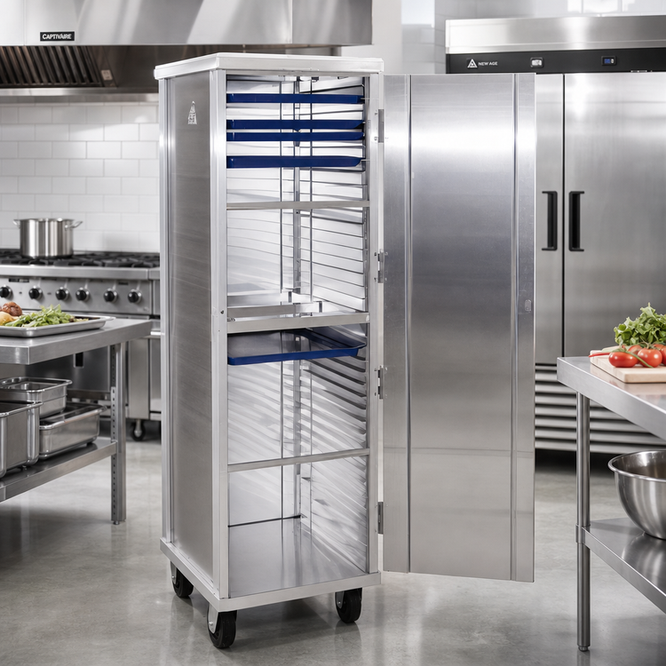 Product image #2 for New Age Lifetime Series 38-Pan Full-Height Mobile Enclosed Aluminum Pan Rack for 18 x 26 Pans