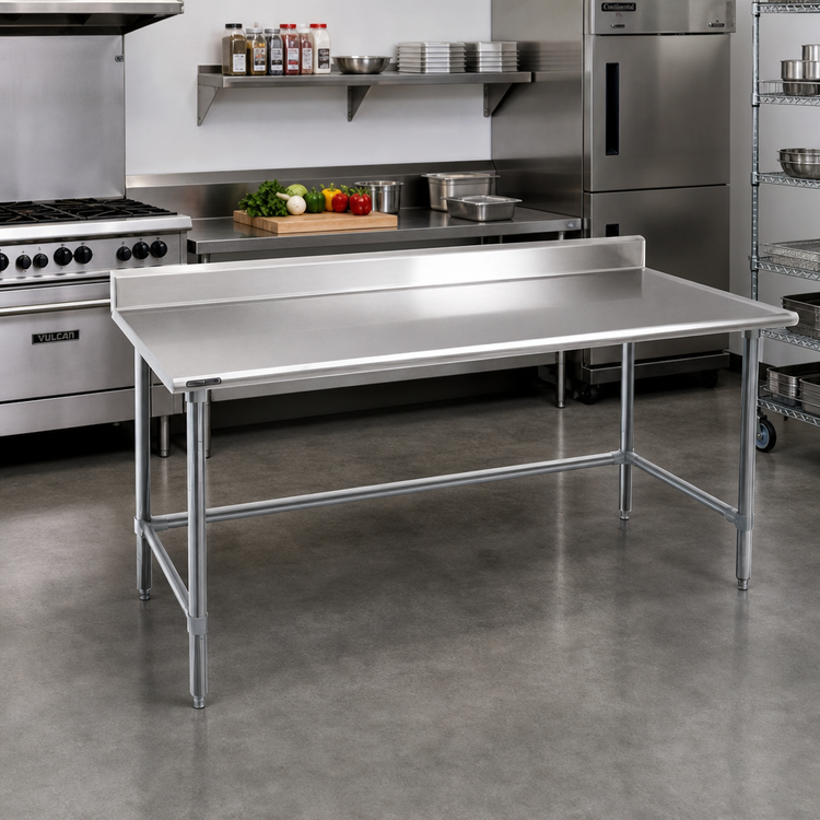 Product image #2 for Eagle Deluxe Series 108 x 36-Inch 300 Series Stainless Steel Work Table with 4-1/2-Inch Backsplash and Galvanized Tubular Base