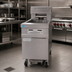 Thumbnail image #2 for Frymaster 11814EF 60 lb Electric Floor Fryer with Oil-Conserving Open-Pot Design and Built-In Filtration