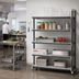 Thumbnail image #2 for Cambro Camshelving Elements XTRA 5-Tier Solid Stationary Add-On Polymer Shelving Unit, 21 x 60 x 84 Inches, Speckled Gray