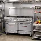 Thumbnail image #2 for Southbend (Middleby) Ultimate 4604AC-2G 60-Inch Gas Range with 6 Burners, 24-Inch Griddle, Convection Oven & Cabinet Base