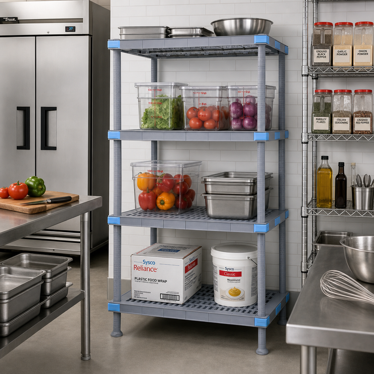 Product image #2 for Quantum Millenia 24"W x 24"D x 62"H 4-Shelf Polymer Starter Shelving Unit, Gray
