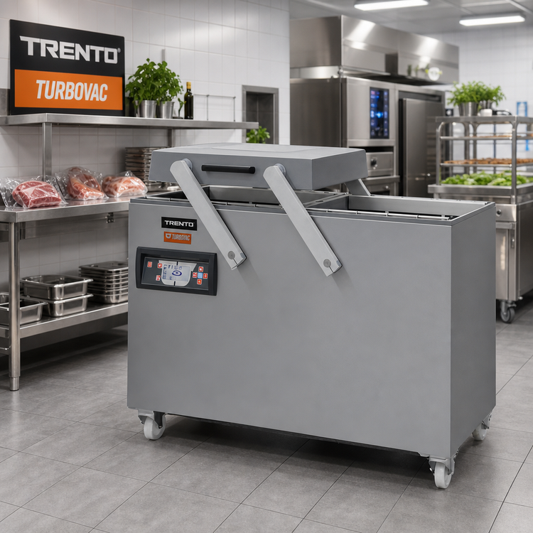 Product image #2 for Trento Turbovac L60 Double Chamber Floor-Model Vacuum Packaging Machine with 23.62-Inch Seal Bars and 63 m³ Pump