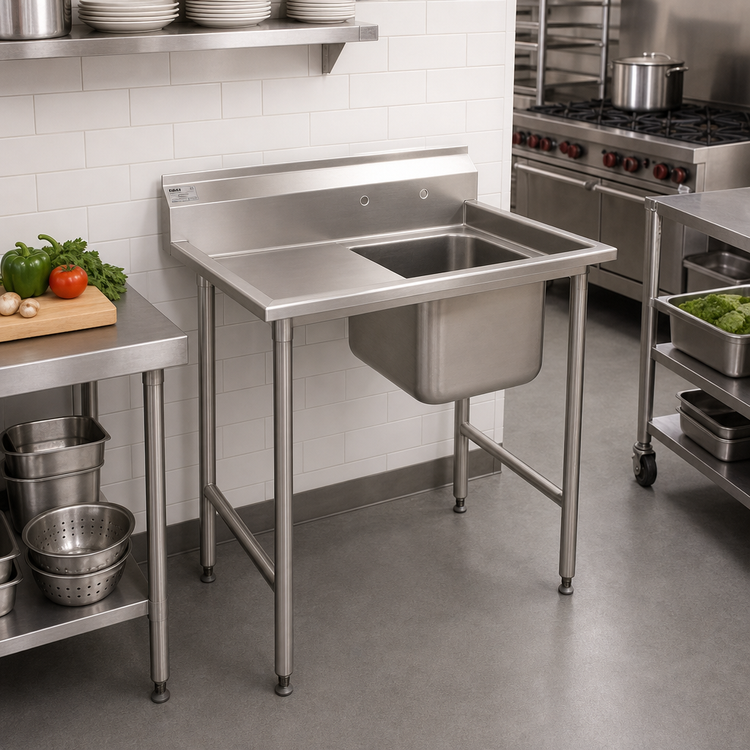 Product image #2 for Eagle Group 414 Series One-Compartment Sink with Left Drainboard, 430 Stainless Steel Top, 38-7/8 in. W x 27-1/2 in. D
