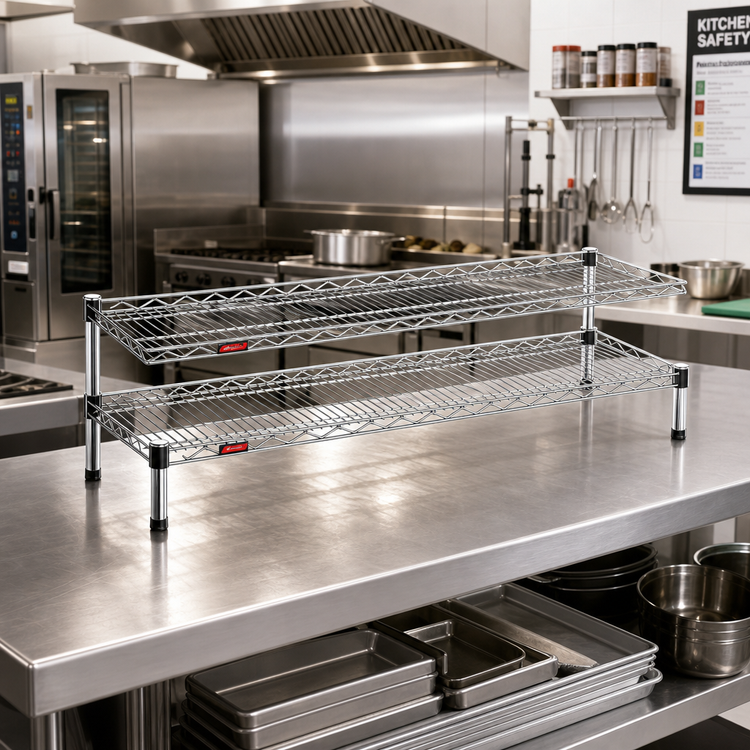 Product image #2 for QuadTruss Front Case Merchandise Wire Cantilevered Shelving Unit, 2-Tier, 60W x 14D x 14H, Chrome Finish
