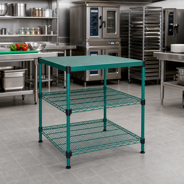 Product image #2 for QuadPlus 24" x 24" Solid Green Polymer Shelf Mat with Quad-Adjust Wire Frame