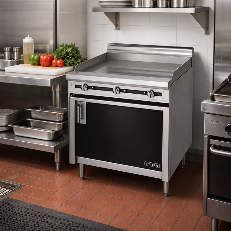 Product image #2 for Titan JTRH-24GT 24" Heavy Duty Gas Griddle Top Range with Cabinet Base
