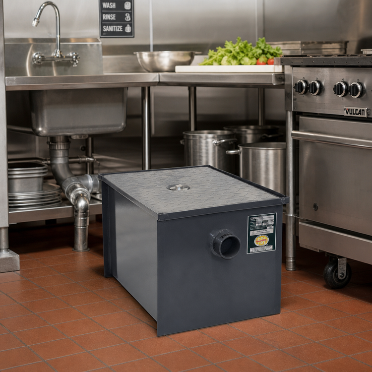 Product image #2 for BK Resources BK-GT-70 70 lb Carbon Steel Grease Trap, 35 GPM