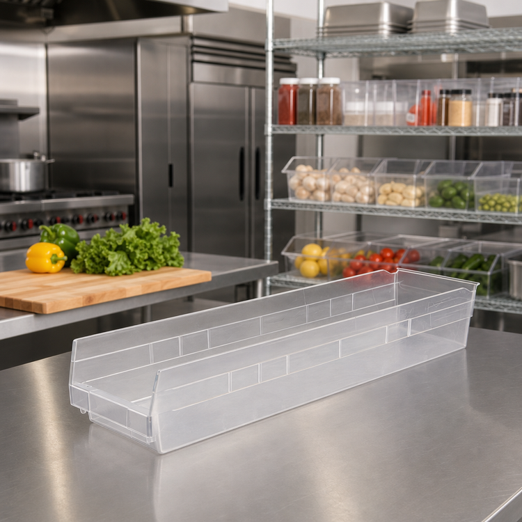 Product image #2 for Metro Nesting Clear Shelf Bin, 23-5/8 x 6-5/8 x 4 Inch, 6 Per Case