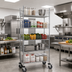 Thumbnail image #2 for Post Basket Cart with 5 Baskets, 24 x 18 x 80 Inch, Chrome Plated Finish, 1200 lb Capacity