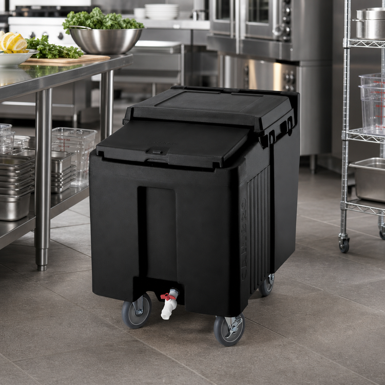 Product image #3 for Cambro SlidingLid Mobile Ice Caddy, 125 lb Capacity, Black