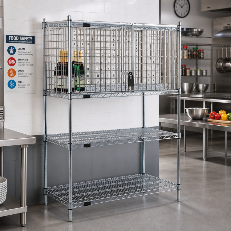 Product image #2 for Eagle Group Chrome Security Cage Enclosure Kit for 18-Inch x 30-Inch Wire Shelving with Hinged Doors