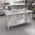 Thumbnail image #2 for Duke Deluxe 60-Inch x 30-Inch 16-Gauge Stainless Steel Work Table with 1-1/8-Inch Straight Riser and Stainless Undershelf