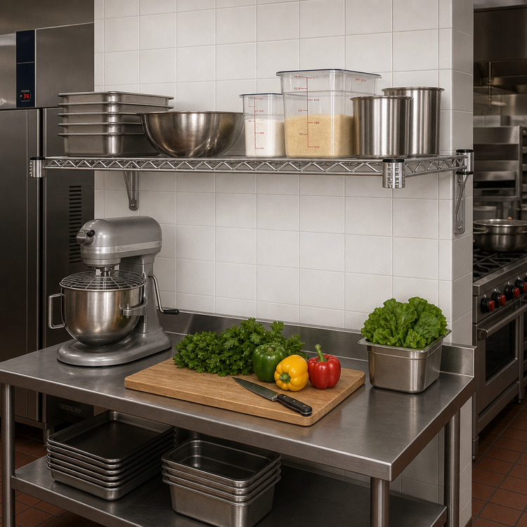 Product image #2 for Quantum 3-Sided Wire Frame Shelf, 36 x 24 Inches, 304 Stainless Steel