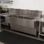 Thumbnail image #3 for BK Resources UBDW-21-472TS 72-Inch Four-Compartment Underbar Sink with Dual Drainboards, Faucets, and 304 Stainless Steel Construction