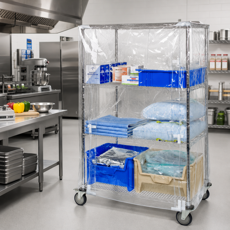 Product image #2 for Quantum Clear Vinyl Wire Cart Cover with Zipper Flap, 24 x 48 x 74 Inches