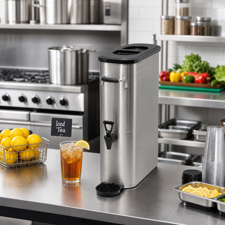 Product image #2 for Winco 3-Gallon Stainless Steel Tower Iced Tea Dispenser with One Valve