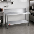 Thumbnail image #2 for Duke Manufacturing 314-2460-10R 60-Inch x 24-Inch Stainless Steel Work Table with 10-Inch Riser, Marine Edge, Galvanized Undershelf