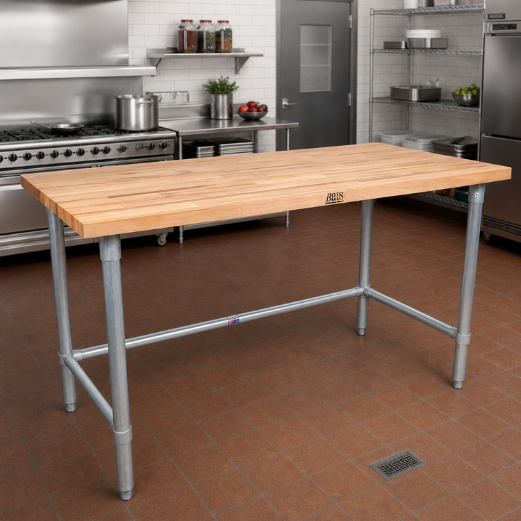 Product image #2 for John Boos HNB16 72 Inch x 36 Inch Wood Top Work Table with 1-3/4 Inch Thick Northern Hard Rock Maple Top and Galvanized Base