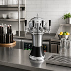 Thumbnail image #2 for Perlick Corporation 4056GR3BPC Roma Countertop Glycol-Cooled 3-Faucet Draft Beer Tower, Polished Chrome with Green Ceramic Skirt