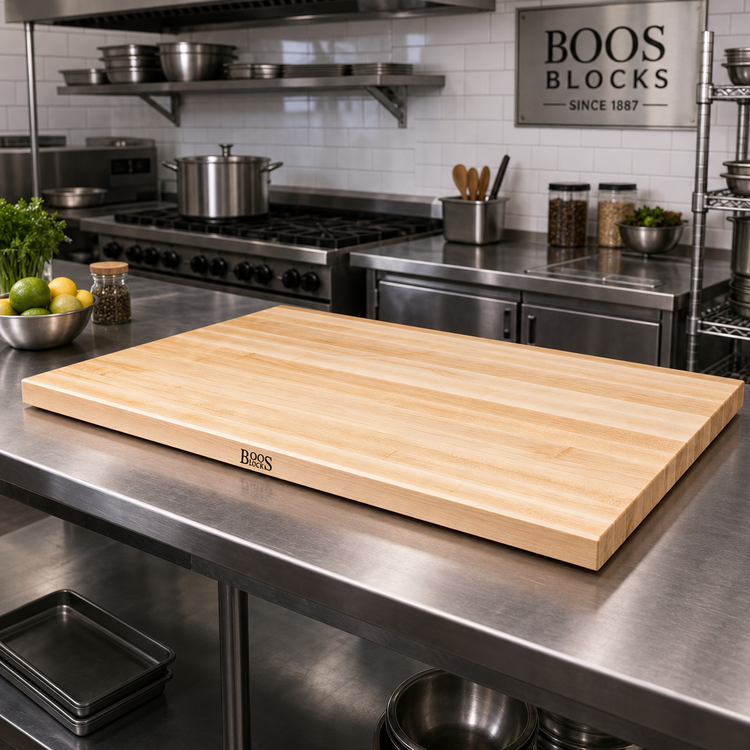 Product image #2 for John Boos Boos Block 48-Inch x 27-Inch x 1-1/2-Inch Edge Grain Maple Kitchen Countertop with Varnique Finish