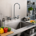 Thumbnail image #2 for Fisher 8-Inch Centers Backsplash Mount Mixing Faucet with 12-Inch Gooseneck Spout