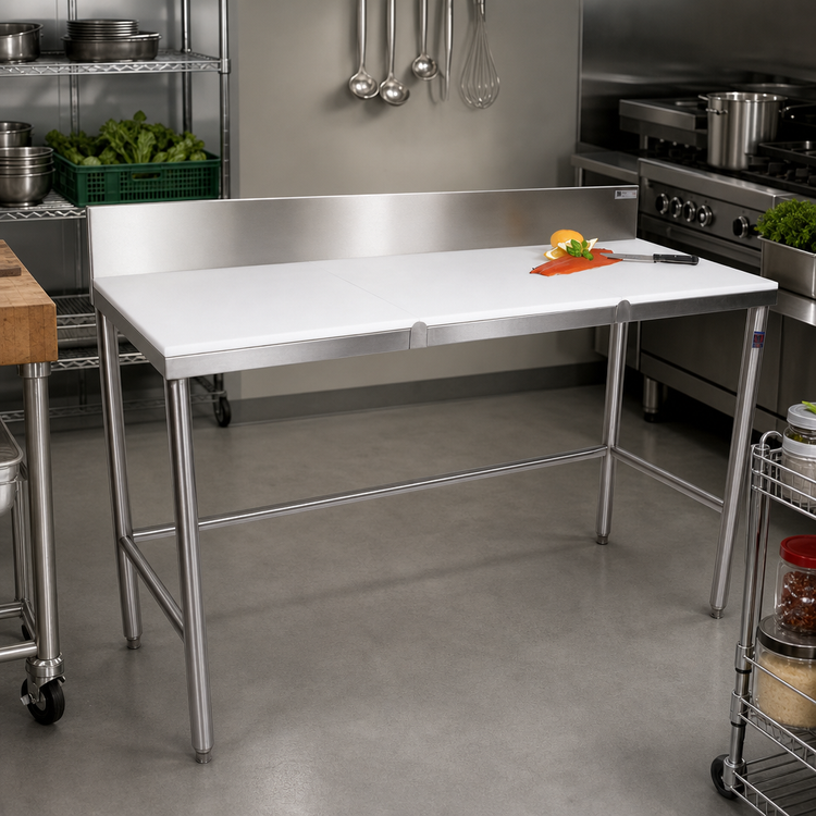 Product image #2 for John Boos TC001 36 Inches x 24 Inches Trimming Table — 0.75 Inches Reversible Poly Top, 6 Inches Removable Backsplash, Stainless Steel Base