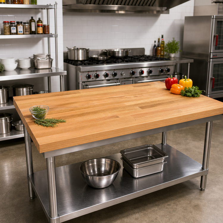 Product image #2 for John Boos Appalachian Red Oak Blended Edge Grain Island Countertop, 60 x 27 x 1-1/2 Inch, Varnique Finish