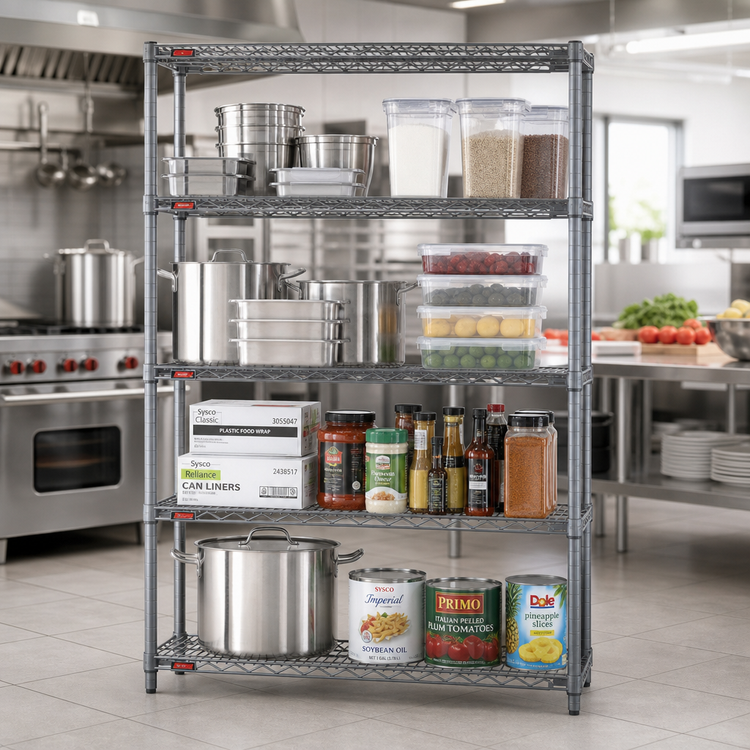 Product image #2 for Eagle Valu-Master 4-Tier Wire Shelving Starter Unit, 72W x 21D x 74H, Pewter Gray Epoxy