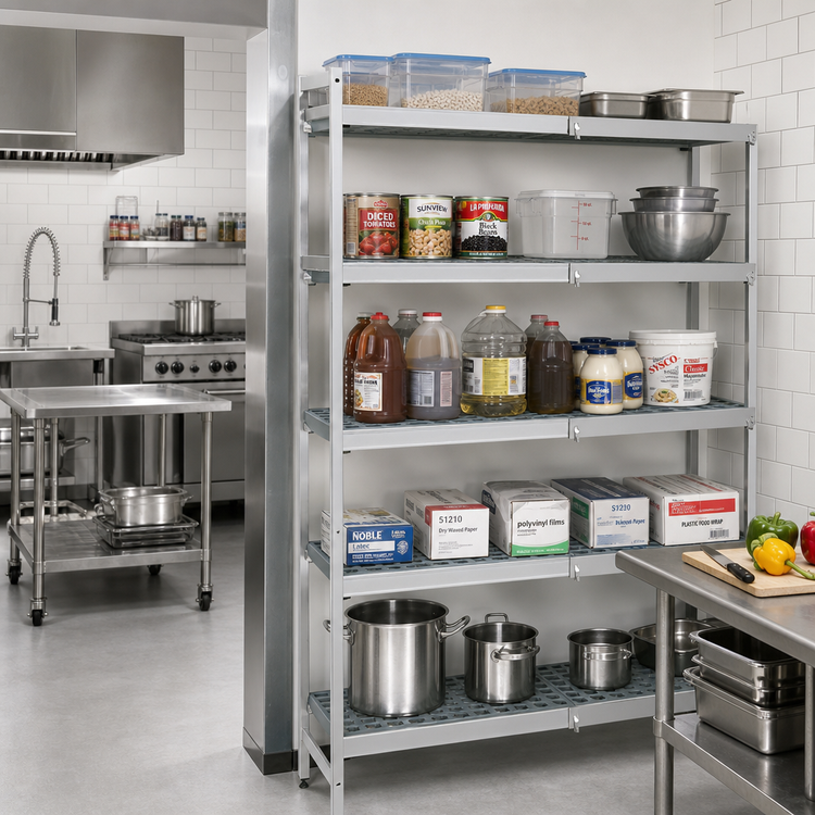 Product image #2 for Fermostock 5-Tier Corner Expansion Shelving Unit with Removable Polymer Inserts, 83" H x 42" W x 14" D