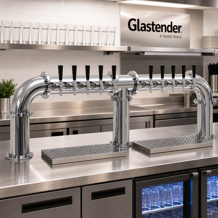 Product image #2 for Glastender Pipe Bridge 10-Faucet Glycol-Cooled Countertop Draft Dispensing Tower