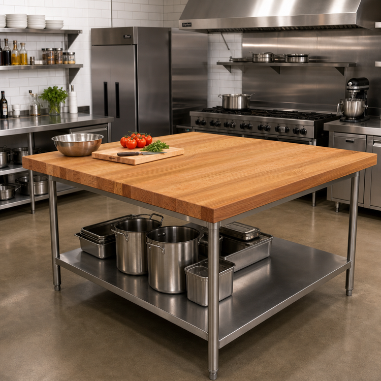 Product image #2 for John Boos Appalachian Red Oak Edge Grain Island Countertop, 96 x 48 x 1-3/4 Inches, Varnique Finish