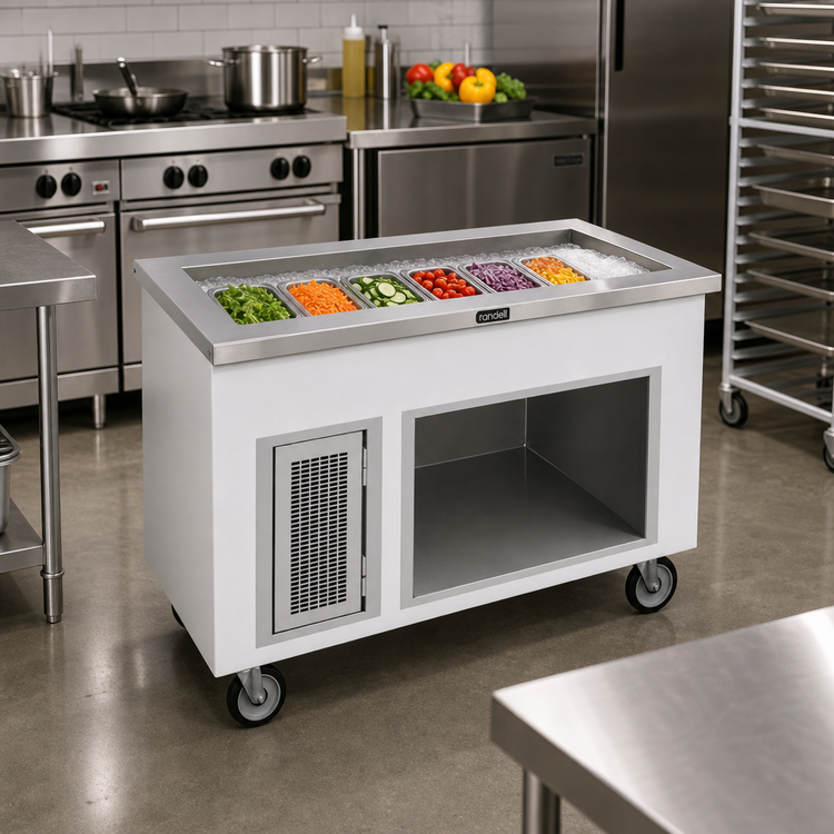 Product image #2 for Randell RANFG IC-6 Mobile 6-Pan Iced Cold Food Table with Enclosed Fiberglass Base