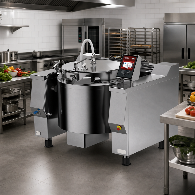 Product image #2 for Cucimix UCBTE048AV1 48 Gallon Electric Tilting Pressure Braising Pan with Mixer