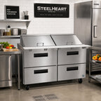 Thumbnail image #2 for Hoshizaki Steelheart SR60B-24MD4 60-Inch Two-Section Mega Top Prep Refrigerator, 4 Drawers, 24 1/6-Size Pan Capacity