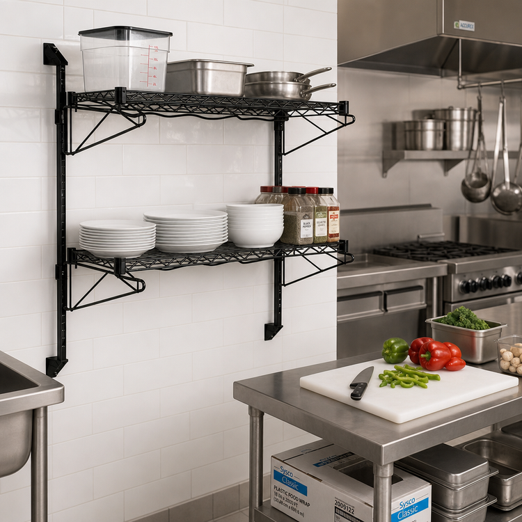 Product image #2 for Quantum Wall-Mount Cantilever Single-Shelf Starter Unit with 54-Inch Posts