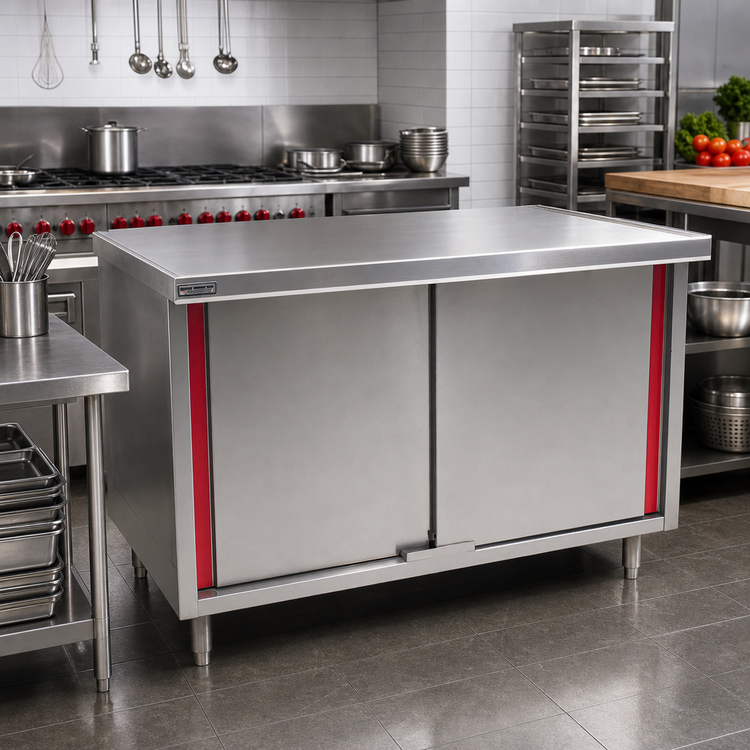 Product image #2 for Eagle Spec-Master Marine Series 96-Inch x 30-Inch Stainless Steel Enclosed Work Table with Sliding Doors