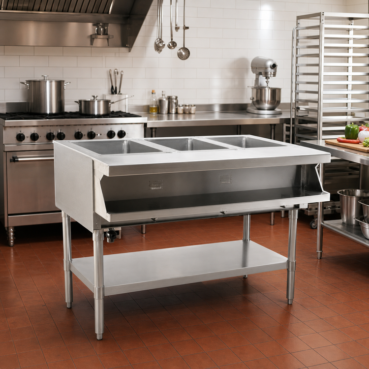 Product image #2 for Eagle Group SHT3-208-X 48-Inch Sealed Well Electric Hot Food Table, Open Base, 3 Wells