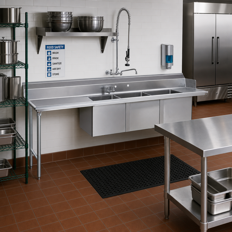 Product image #2 for Advance Tabco 95-Inch 3-Compartment Sink Dishtable with Left Drainboard