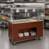 Thumbnail image #2 for Vollrath 46 Inch 3-Pan Non-Refrigerated Cold Food Station with Buffet Breath Guard and Open Storage Base, Cherry Woodgrain