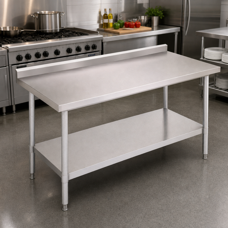 Product image #2 for John Boos Stallion Economy Stainless Steel Work Table with 5-Inch Backsplash and Adjustable Undershelf, 72 x 30 Inches