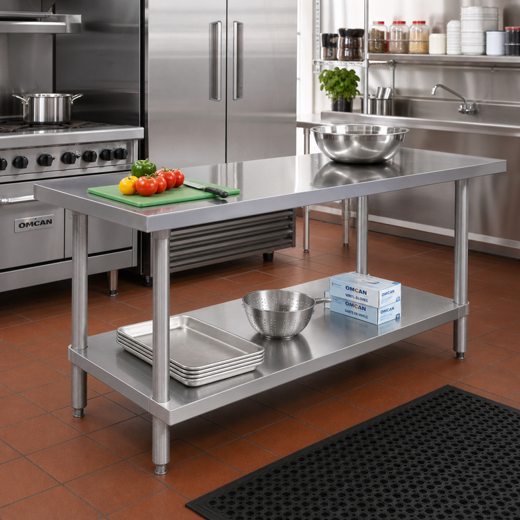 Product image #2 for Omcan Standard Series 84-Inch x 24-Inch Stainless Steel Work Table with Galvanized Undershelf
