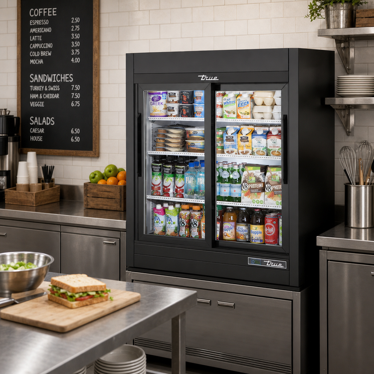 Product image #2 for True 36-Inch Countertop Refrigerated Merchandiser with 2 Sliding Glass Doors and 3 Shelves