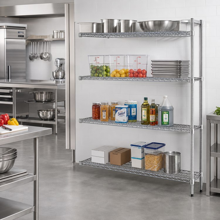 Product image #2 for EAGLEbrite 4-Tier Add-On Wire Shelving Unit, 60 x 21 x 63 Inches, Zinc Finish
