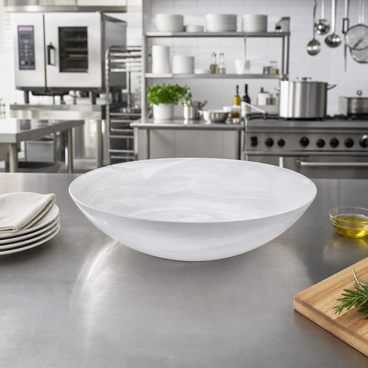 Product image #2 for Translucence Collection Large Round Resin Serving Bowl, 169 oz., White Swirl